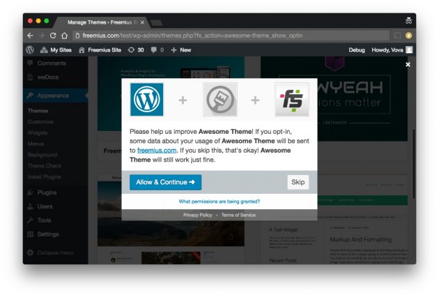 Freemius Insights opt-in