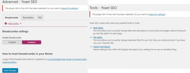 yoast advanced settings