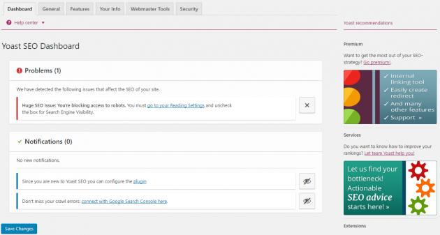 yoast general settings