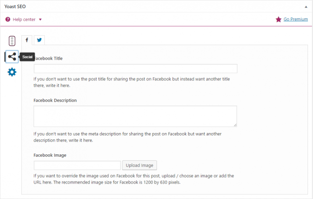yoast on-page social settings