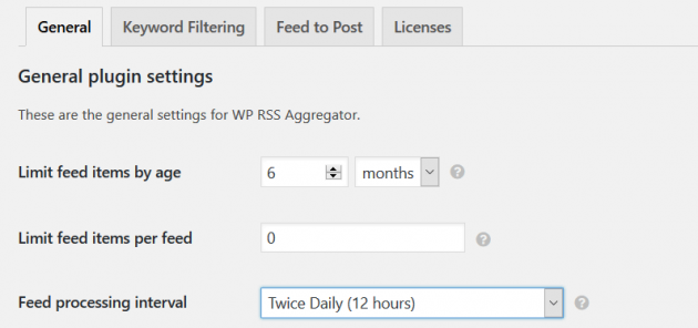 WP RSS Aggregator - General Settings