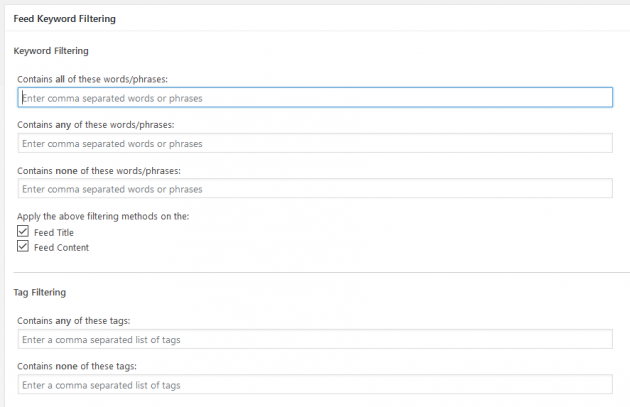 WP RSS Aggregator - Keyword Filtering