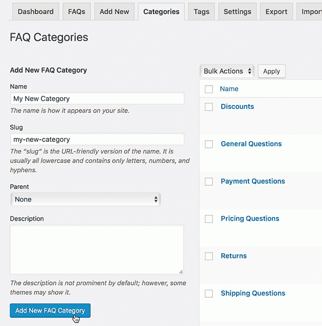 Ultimate FAQ Categories and Tags
