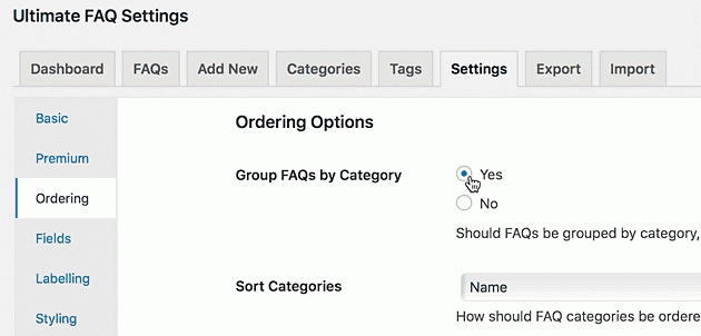 Ultimate FAQ Group by Category