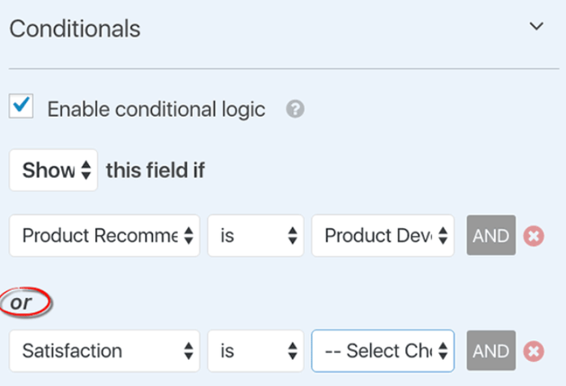 WPForms - OR Conditional Logic