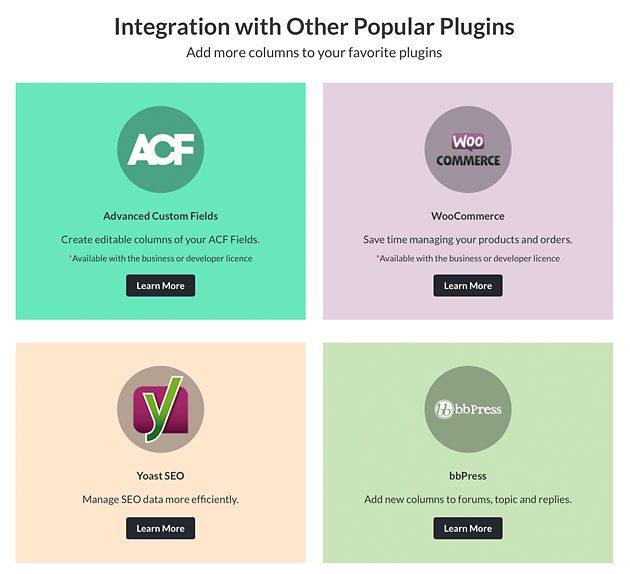 Admin Columns add-ons