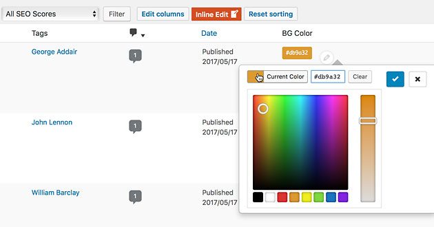 Admin Columns inline editing