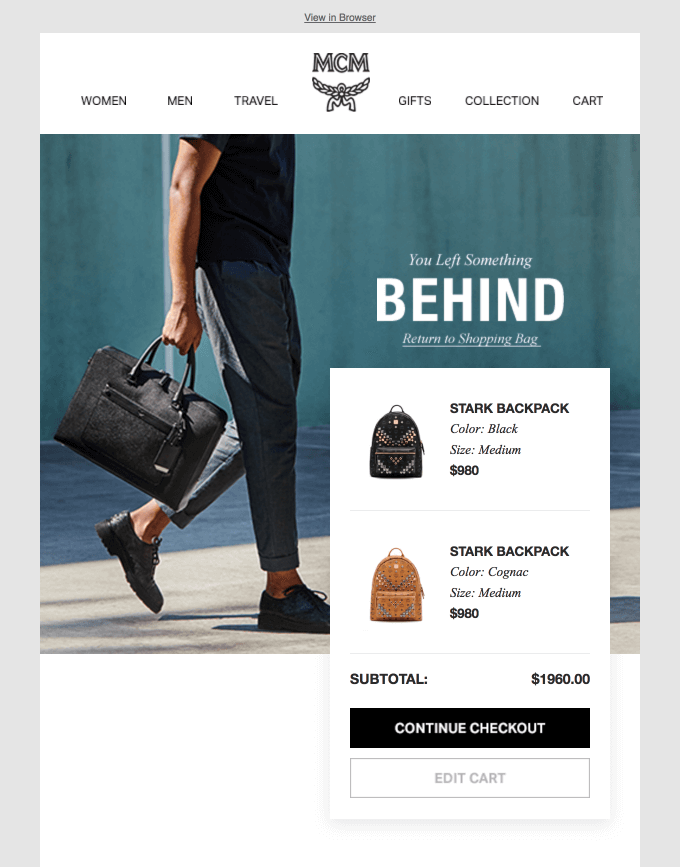 example of an abandoned cart email