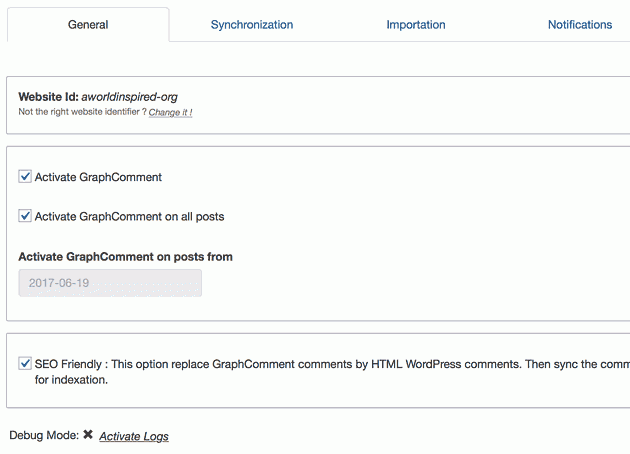GraphComment Plugin Settings