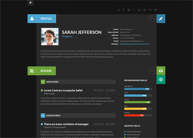 ShiftCV - Blog \ Resume \ Portfolio \ WordPress