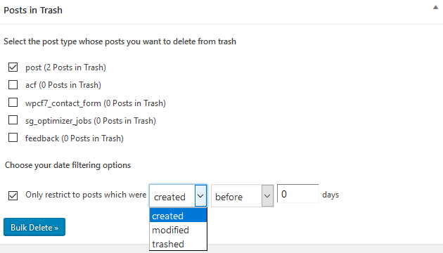 Bulk Delete - Bulk Delete from Trash Add-on.