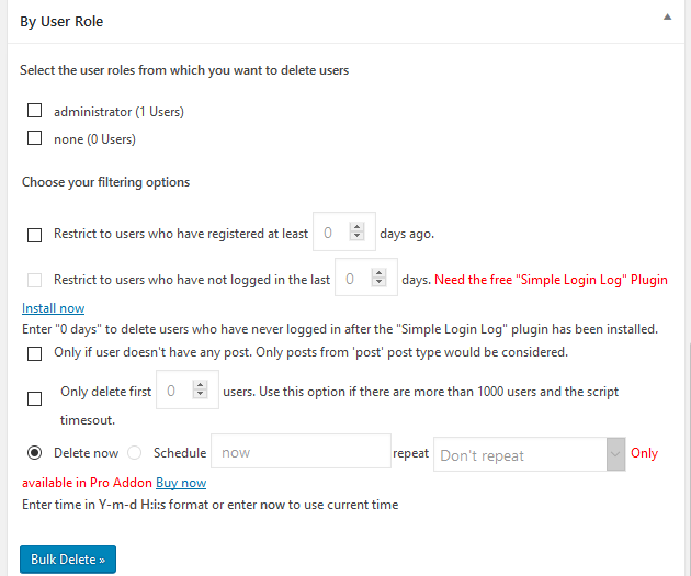Bulk Delete - Deleting Users, By Role
