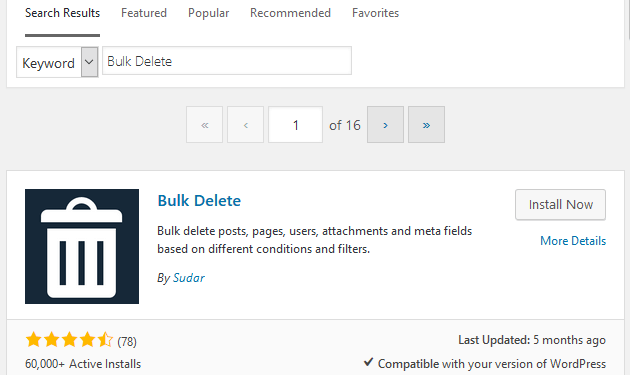 Bulk Delete - Installation and Activation