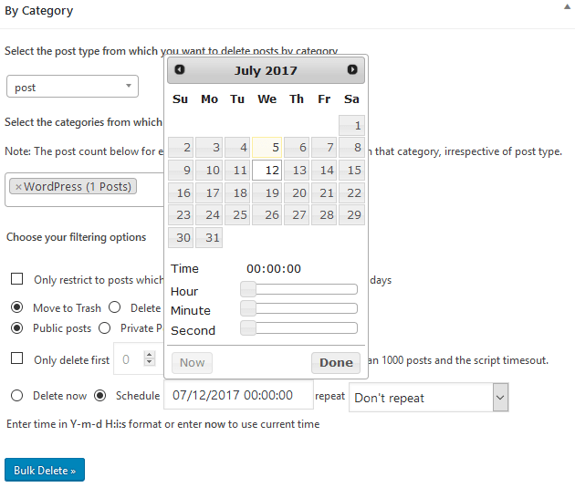 Bulk Delete - Scheduler for Deleting Posts Based on Category Add-on