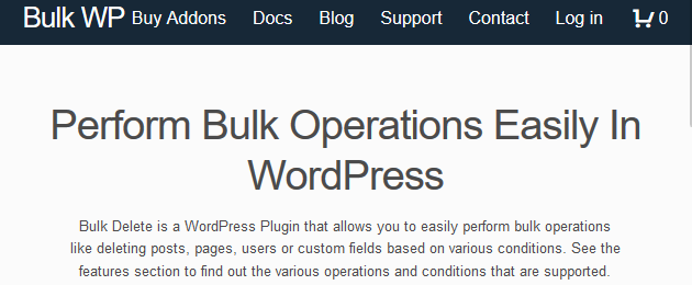 BulkWP.com - Bulk Delete WordPress Plugin