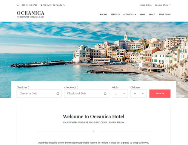 wordpress hotel theme with booking plugin