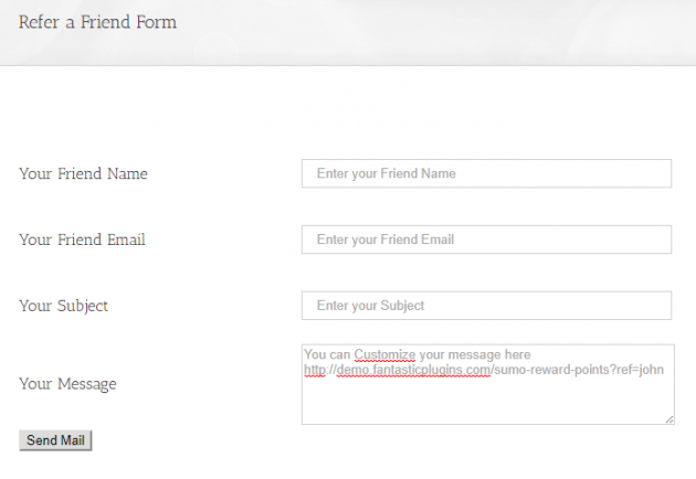 SUMO Reward Points - WooCommerce Points and Rewards - Refer a Friend Form