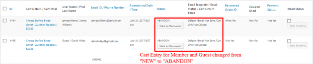 WooCommerce Recover Abandoned Cart - Cart New To Abandoned