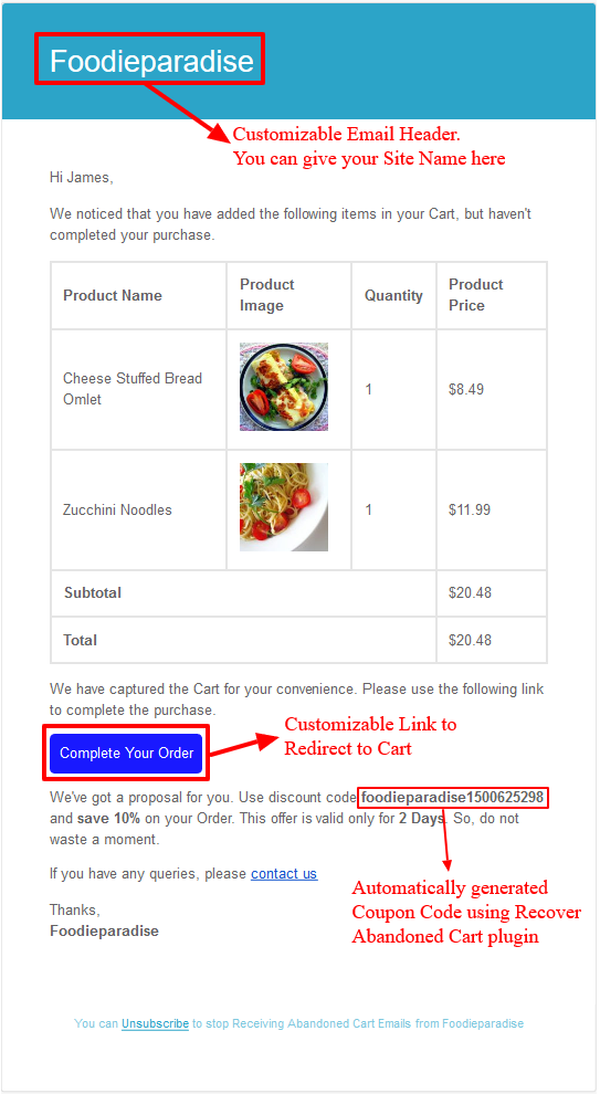 WooCommerce Recover Abandoned Cart - Recovery Email with Coupon Code