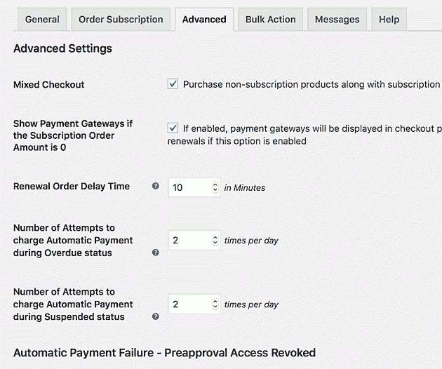 SUMO Subscriptions advanced settings