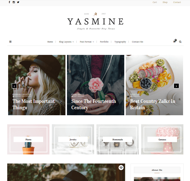 Feminine WordPress Themes - Yasmine