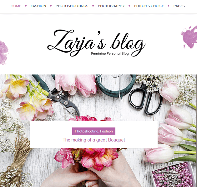 Feminine WordPress Themes - Zarja Blog