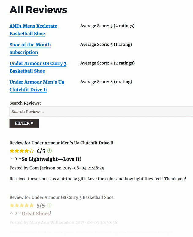 Ultimate Reviews list