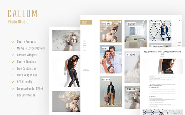 Callum - wedding photo gallery WordPress Theme 