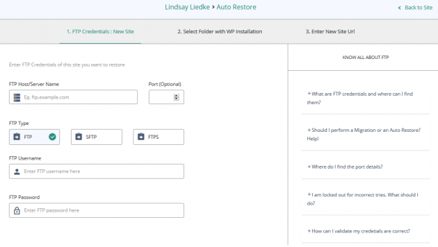 BlogVault - Dashboard - Auto Restore