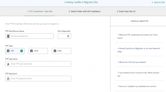 BlogVault - Dashboard - Migration