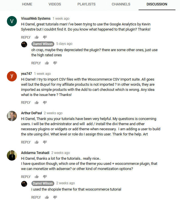 Darrel Wilson - YouTube Discussions