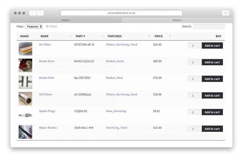 WooCommerce automotive parts plugin