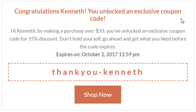 WooCommerce Thank You Page with Dynamic Coupon