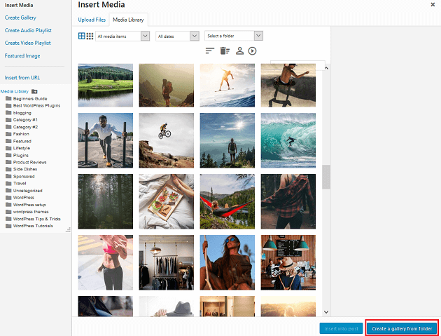WP Media Folder - Create a Gallery