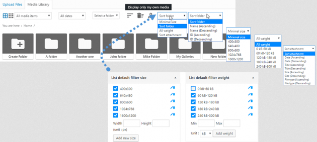 WP Media Folder - Filtering and Ordering