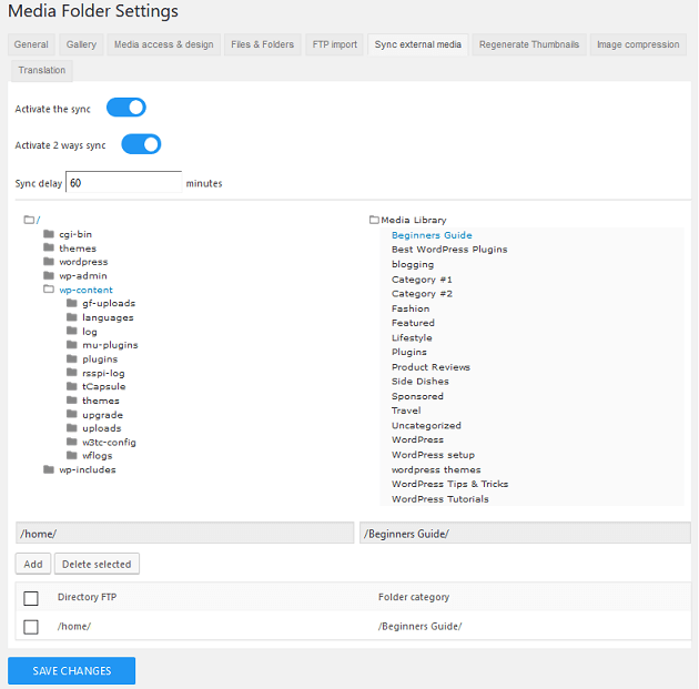WP Media Folder - Sync Function
