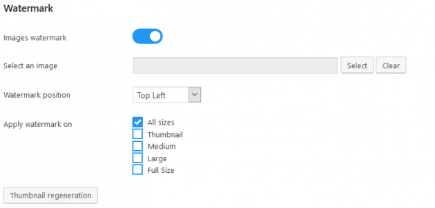 WP Media Folder - Watermark Settings