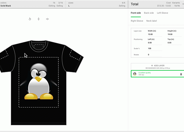 Printify product editor