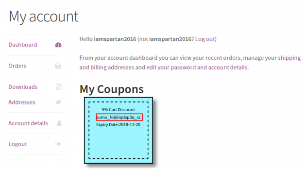 SUMO Coupons - WooCommerce Coupon System - Product Purchase-Email Credit - My Account