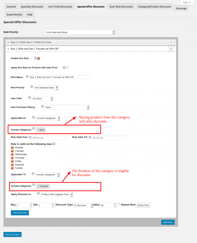 WooCommerce Dynamic Pricing - Special Offer Discounts Admin Rule2