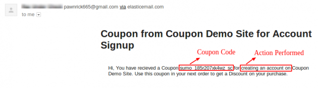 SUMO Coupons - WooCommerce Coupon System -Account Signup Coupon - Email