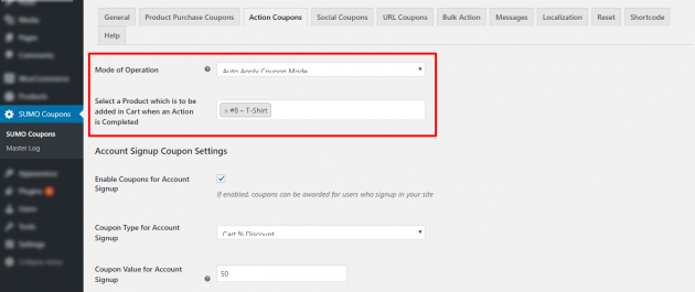SUMO Coupons - WooCommerce Coupon System -Account Signup - AutoApply