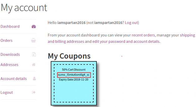 SUMO Coupons - WooCommerce Coupon System - Account Signup - Autoapply Account
