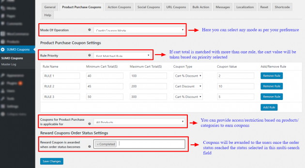 SUMO Coupons - WooCommerce Coupon System -Product Purchase Settings