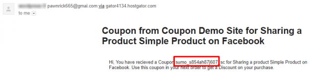 SUMO Coupons - WooCommerce Coupon System - Social - CreditEmail-Email