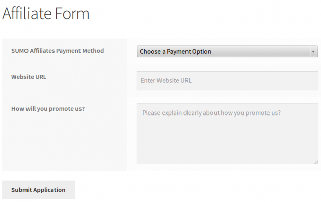 SUMO Affiliates - Affiliate Registration Form