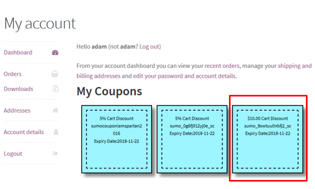 SUMO Coupons - WooCommerce Coupon System -Coupon URL Credit Coupon