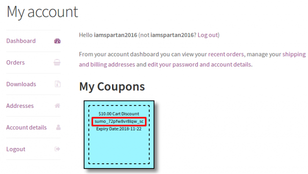 SUMO Coupons - WooCommerce Coupon System - Coupon URL - Credit-Account