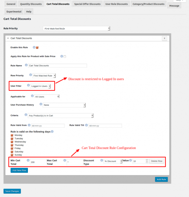 WooCommerce Dynamic Pricing - Cart Discounts Admin