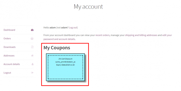 SUMO Coupons - WooCommerce Coupon System -Product-Purchase - My-Account Coupon